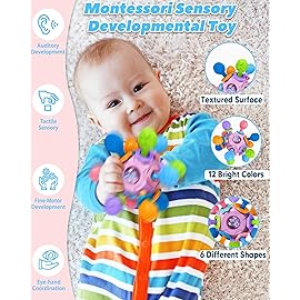 Baby Teething Toys Teethers for Babies Infant Baby Girl Toys Gifts, Newborn Rattles Chew Toys Sensory Learning Montessori Toys for Babies - Purple