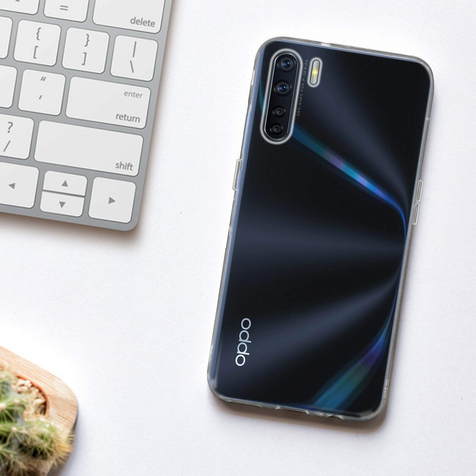 Topme Cover per OPPO A91 (6.4 Inches) Custodia Case, Protezione Della Pelle Della Custodia in Silicone Tpu - Blu zaffiro