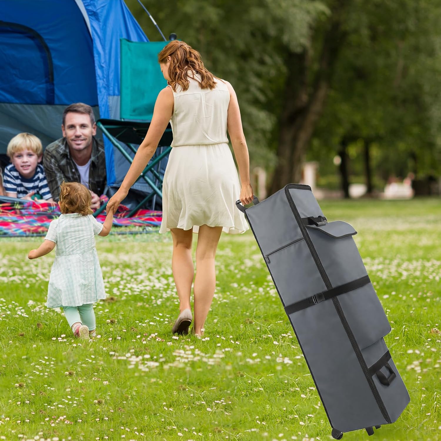 10 x 10 x 62in Canopy Roller Bag for Pop Up Canopy Tent with Sturdy Handles and Pocket, Wheeled Storage Bag for 10 x 10 Canopy Tent, Tent Bag Replacement Part, 800D Waterproof Oxford Fabric