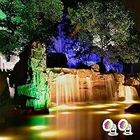 Vista 3 de Luces LED para estanque con control remoto, 6W SS316 de acero inoxidable RGB subacuática fuente luz IP68 impermeable al aire libre luces