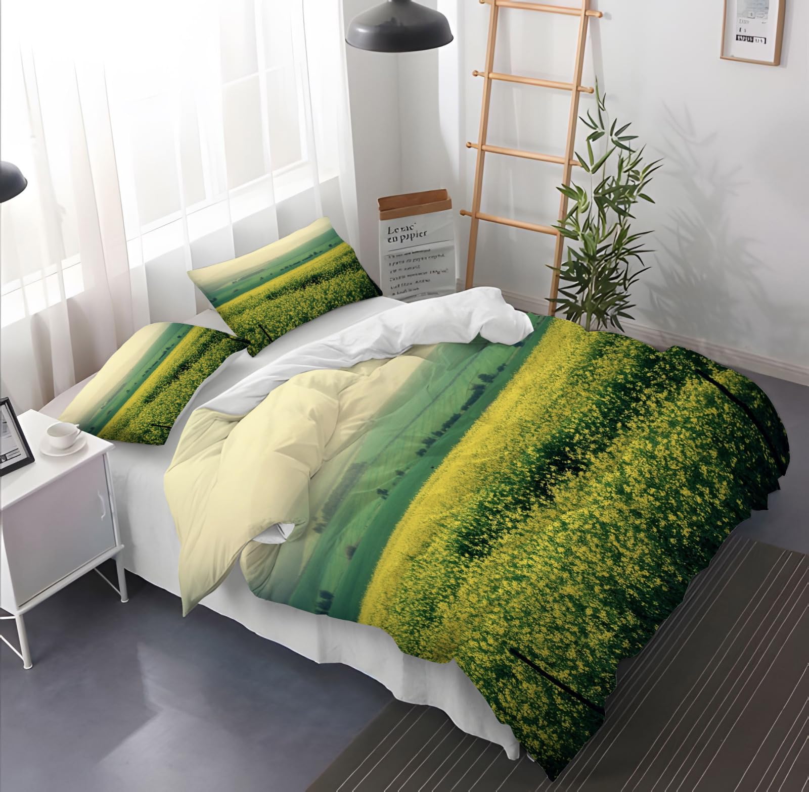 Copripiumino 200X200 Giardino Parure Copripiumino Matrimoniale Stampa Copripiumino Una Piazza E Mezza Ragazza,In Microfibra, Con 2 Federa(50X75Cm)