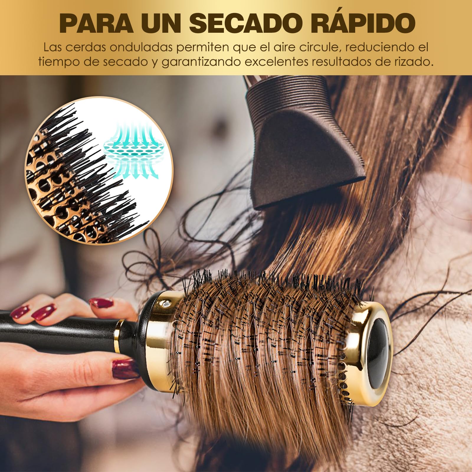 Cepillo Redondo - SHINLEA Cepillo para el Pelo Rizado Cepillo Desenredante para Mujeres, 53MM Cepillo Para Secar el Cabello con Secador Para Peinar, Alisar y dar Brillo