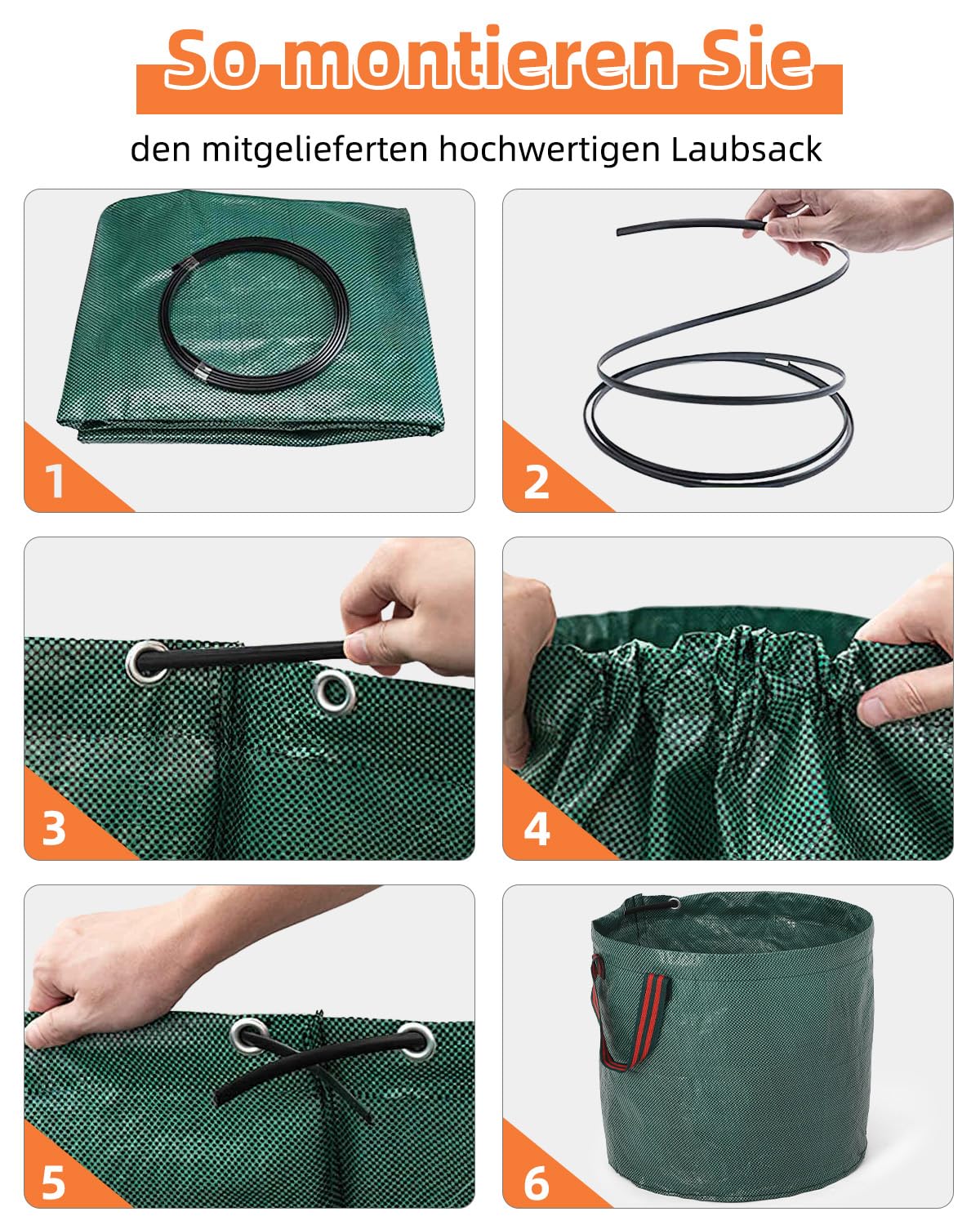 HAUSPROFI Extractor Malas Hierbas (Longitud de 91 cm a 117 cm), Bolsa de Jardinería de 50 litros, 4 Dientes de Rastrillo, Diseño de Retorno Automático, para el Mantenimiento del Césped
