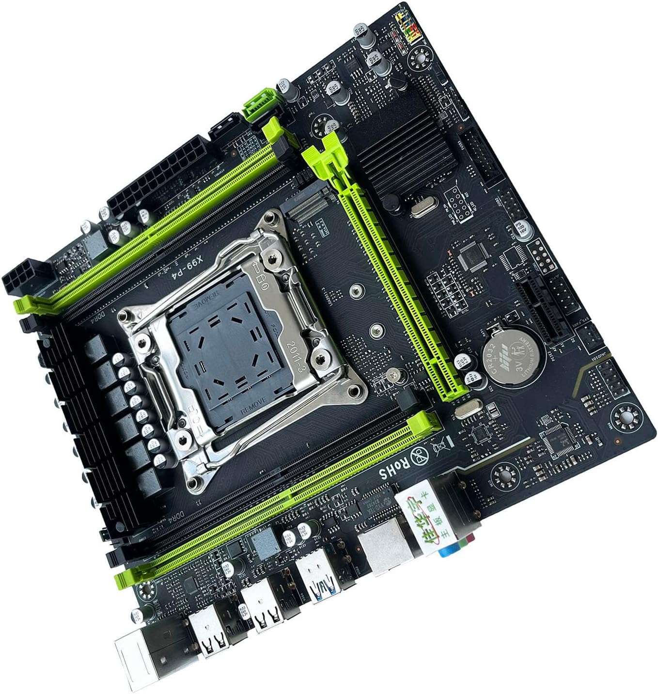 Angled view of RUMDS X99-P4 Motherboard
