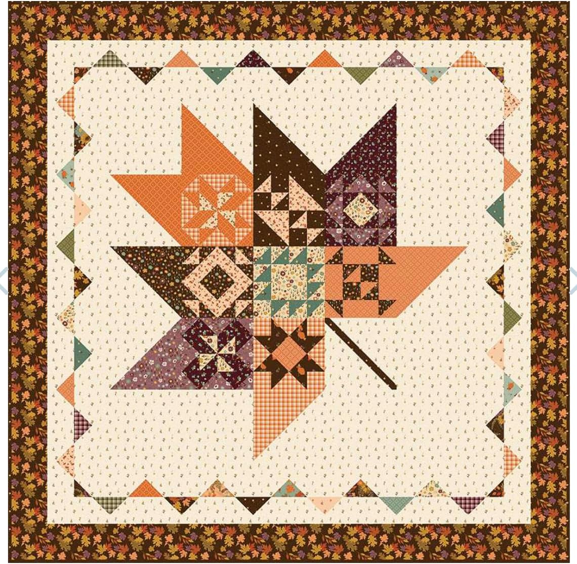 Riley Blake The Awe of Autumn Collection by Sandy Gervais of Pieces from My Heart, Pumpkins, Plaids & Fall Florals, Perfect for Quilting, Crafting, Sewing Projects and More… (Pressed Leaves Kit)