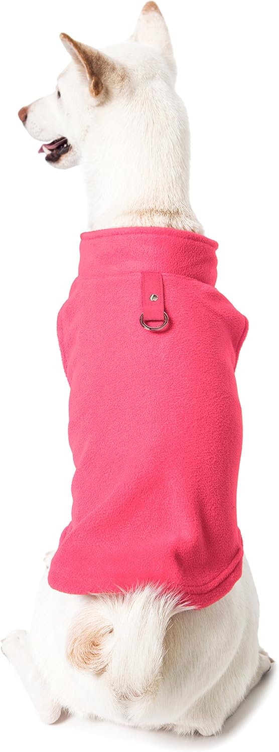Gooby Fleece Vest Dog Sweater - Pink, X-Small - Warm Pullover Fleece Dog Jacket with O-Ring Leash - Winter Small Dog Sweater Coat - Cold Weather Dog Clothes for Small Dogs Boy or Girl (Pack of 2)