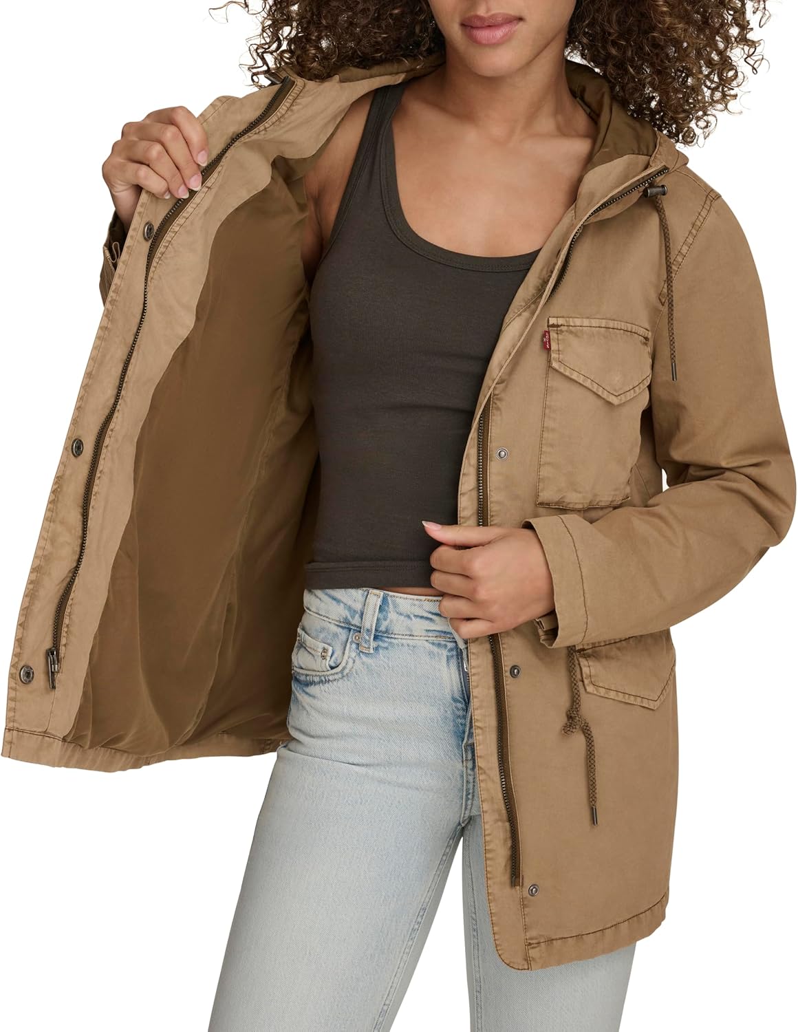 Levi's Women's Four Pocket Hooded Military Jacket