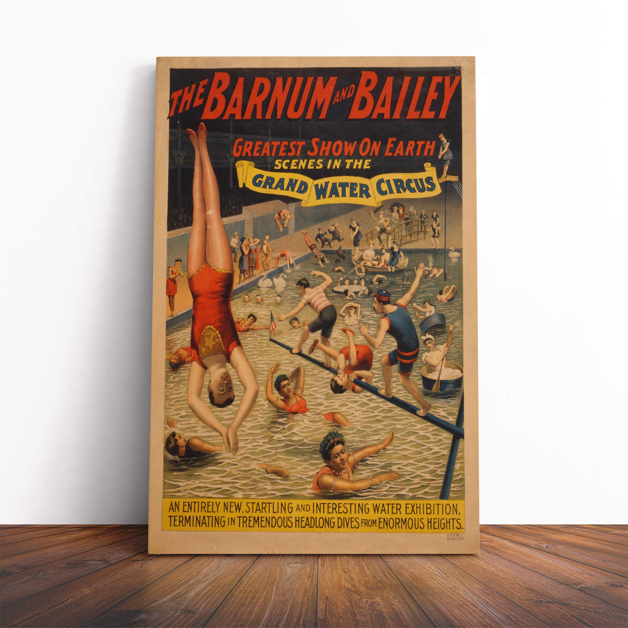 Circus Poster (2) Canvas Print | Gallery Wrapped 30mm Frame Wall Art | 24x16 inches | Ready to Hang | Retro Picture | Living Room Bedroom Lounge Office