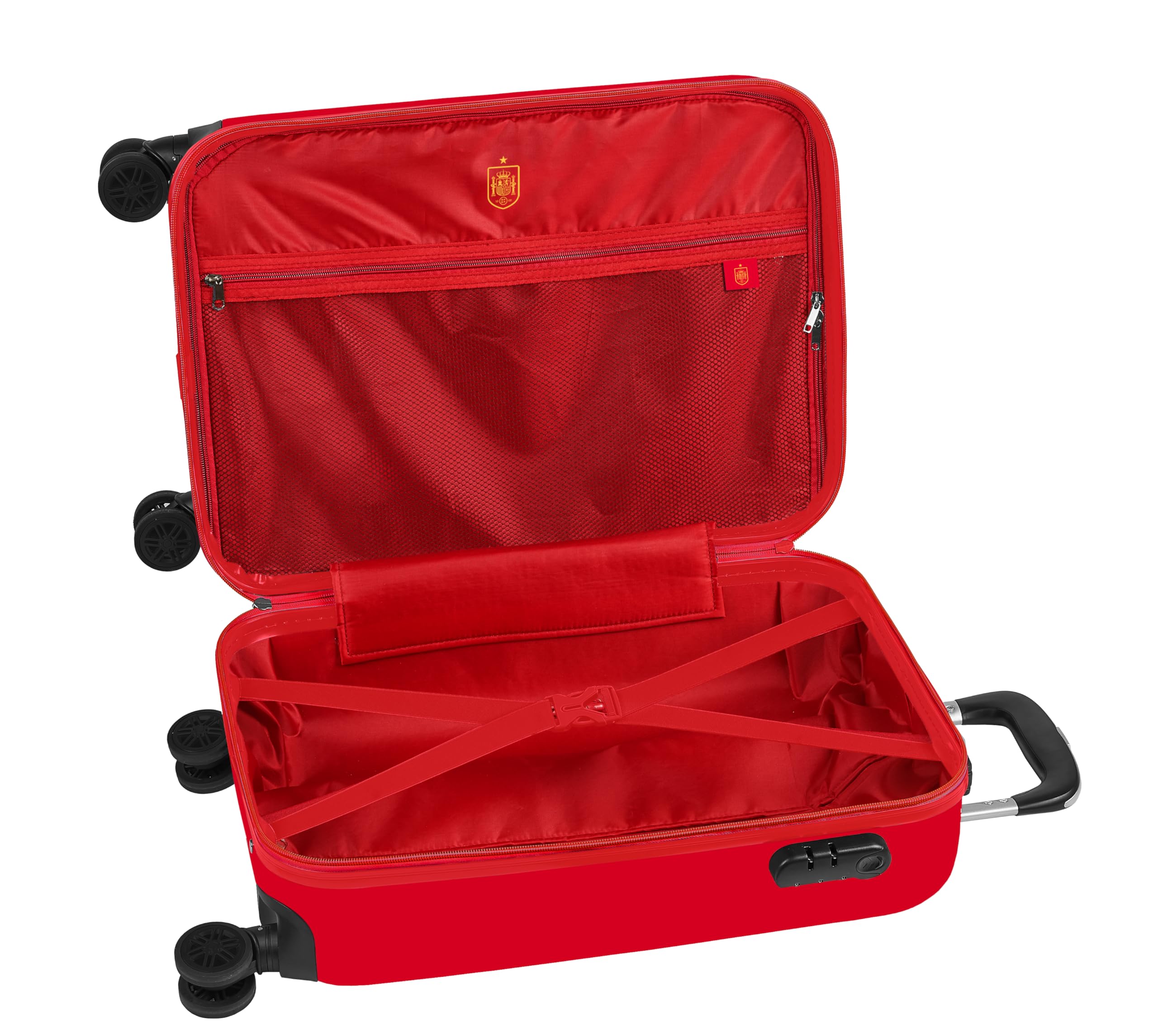 SELECCIÓN ESPAÑOLA DE FÚTBOL - Trolley de Cabina 20 Pulgadas, Maleta con Ruedas, Candado de Seguridad, Maleta Ligera, 34.5x20x55 cm