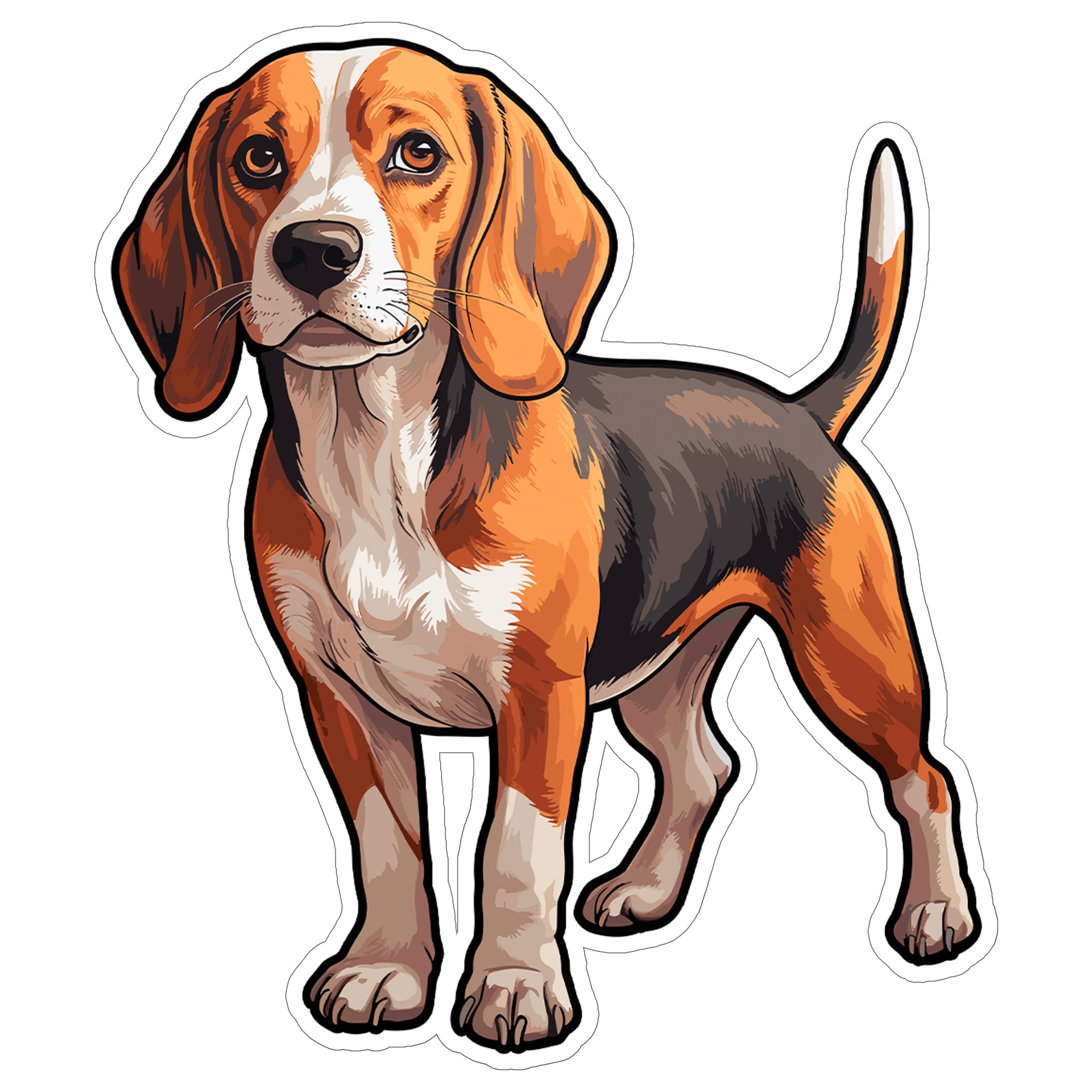 Beagle Sticker 4 Inch Beagle Lover Scent Hound Hunting Dog Snoopy Dog - Waterproof Animal Vinyl Decal for Laptop Water Bottle Car Tumbler - Durable