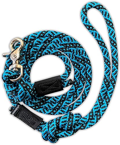 Vista 14 de Wilderdog Cuerda de escalada - Correa para perro con clip rápido, 5 pies, color azul pacífico Pacific Blue