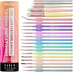 Nicpro 15PCS Micro Fine Detail Set de pinceaux de peinture, pastel de macaron Petite Miniature Fine Tip Detail Kit de brosses pour l'huile acrylique Aquarelle, Artisanat, Modèles, Miniatures, Peinture Rock, Peinture par Nombres