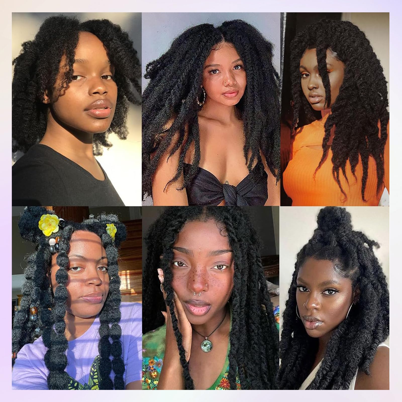 Tresses en crochet style Marley Twist pour cheveux afro, frisés, bouclés, cubains, tresses sénégalaises synthétiques, extensions de cheveux en crochet pour femmes (1b, 40,6 cm/lot de 3)
