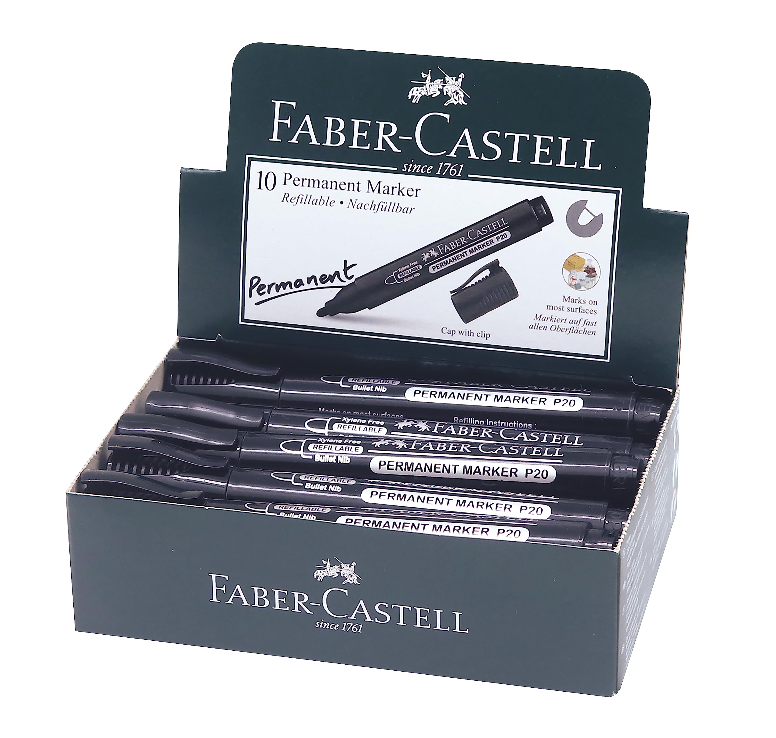 Faber-Castell Faber Castell Round Tip Permanent Marker 10-Pieces, Black