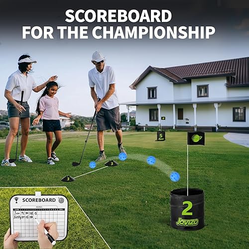 Miniatura 4 de Juego de astillado de golf con 2 palos retráctiles y 9 agujeros, juego de golf portátil para adultos, niños y niños pequeños, juego de golf para