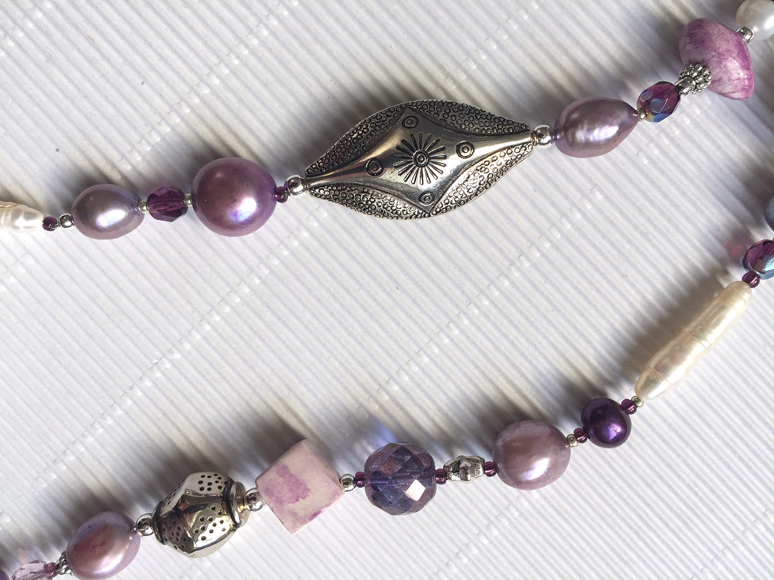 Gioielli d'Artista di Chiara Bo Collana Viola lunga in Perle Pensée