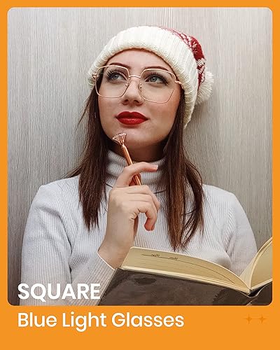 Miniatura 10 de Cyxus Gafas redondas de luz azul para hombres y mujeres, marco de alambre, bloqueo UV, lentes transparentes de metal, ultraligeras