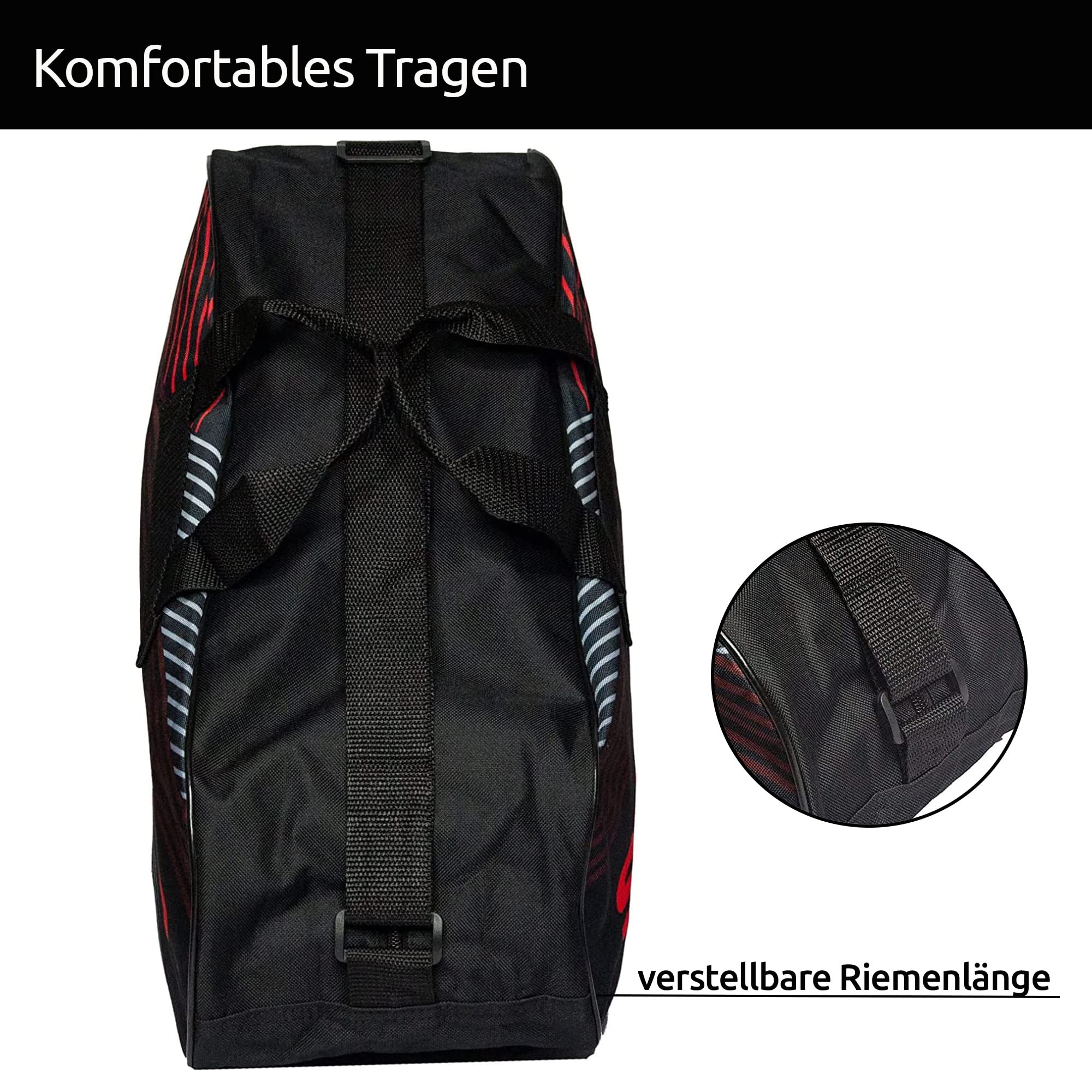Sherwood Borsa per pattini da ghiaccio per adulti e bambini, borsa da hockey su ghiaccio, ideale per pattini a rotelle e pattinaggio su ghiaccio (Redline)
