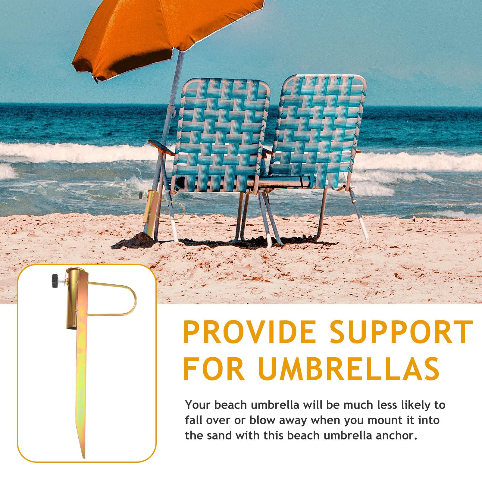 Metalowy parasol plażowy, kotwica, regulowana podstawa pod kątem prostym, stabilny uchwyt na parasol do ogrodu i na patio, wytrzymały piasek do ochrony przed wiatrem