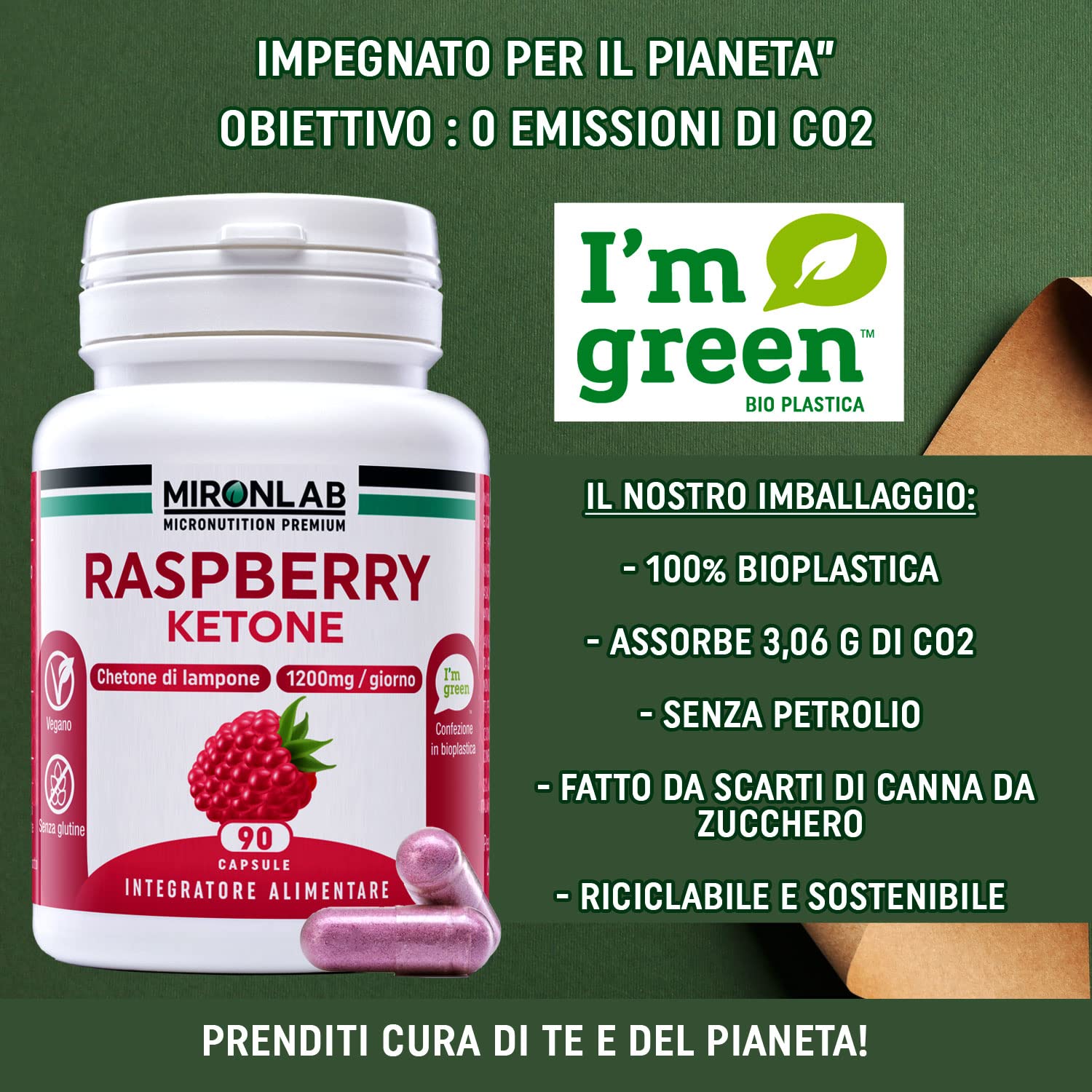 Raspberry Ketone Pure - Chetoni esogeni di lampone - Alto dosaggio : 1200mg Testato - Ideale per la gestione del peso - Maggiore efficienza con la fibra di acacia - 90 capsule - MIRONLAB