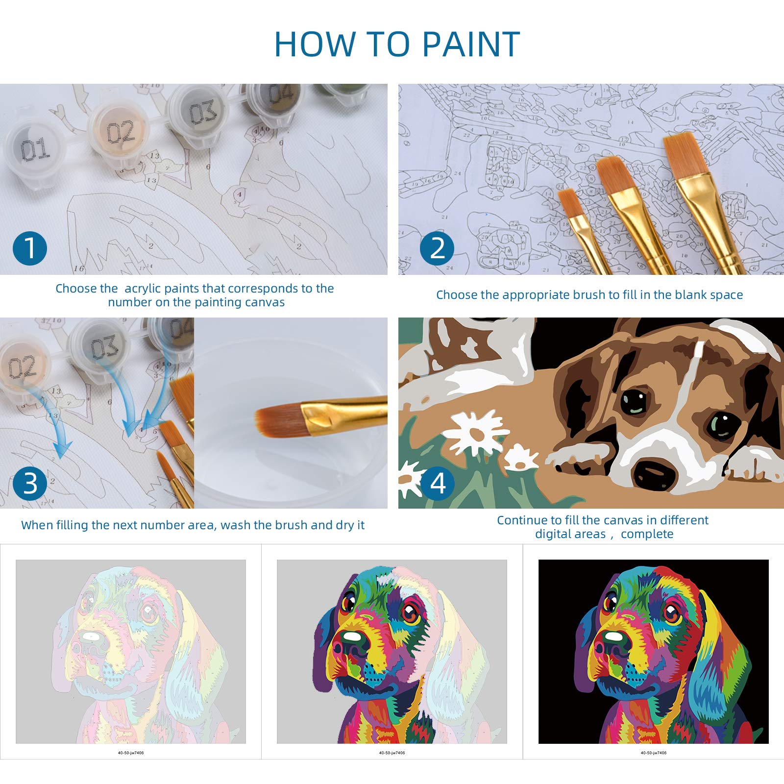 Paint By Numbers Kit For Kids Paint By Number DIY & Adults Beginner DIY Acrylic Painting Kits 16x20 Inch Christmas Gifts Dog Paint By Numbers For Teens