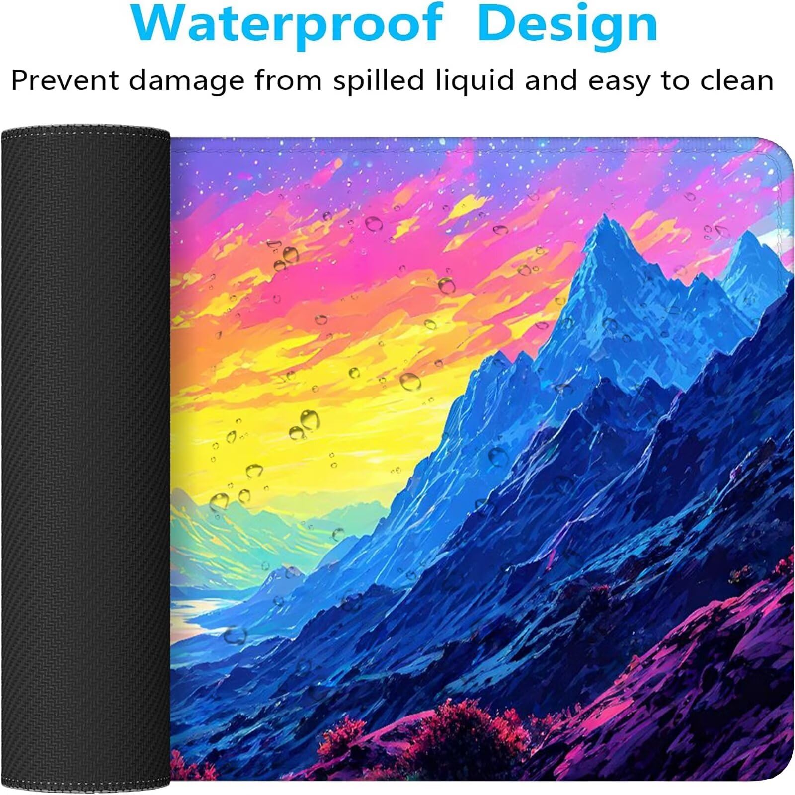 Alfombrilla Ratón XXL 1200 x 400 mm, Mouse Pad Color, Alfombrilla Gaming con Motivo Montaña, Alfombrilla Escritorio con Bordes Cosidos, Mousepad Antideslizante Impermeable para Oficina y Gaming S-689
