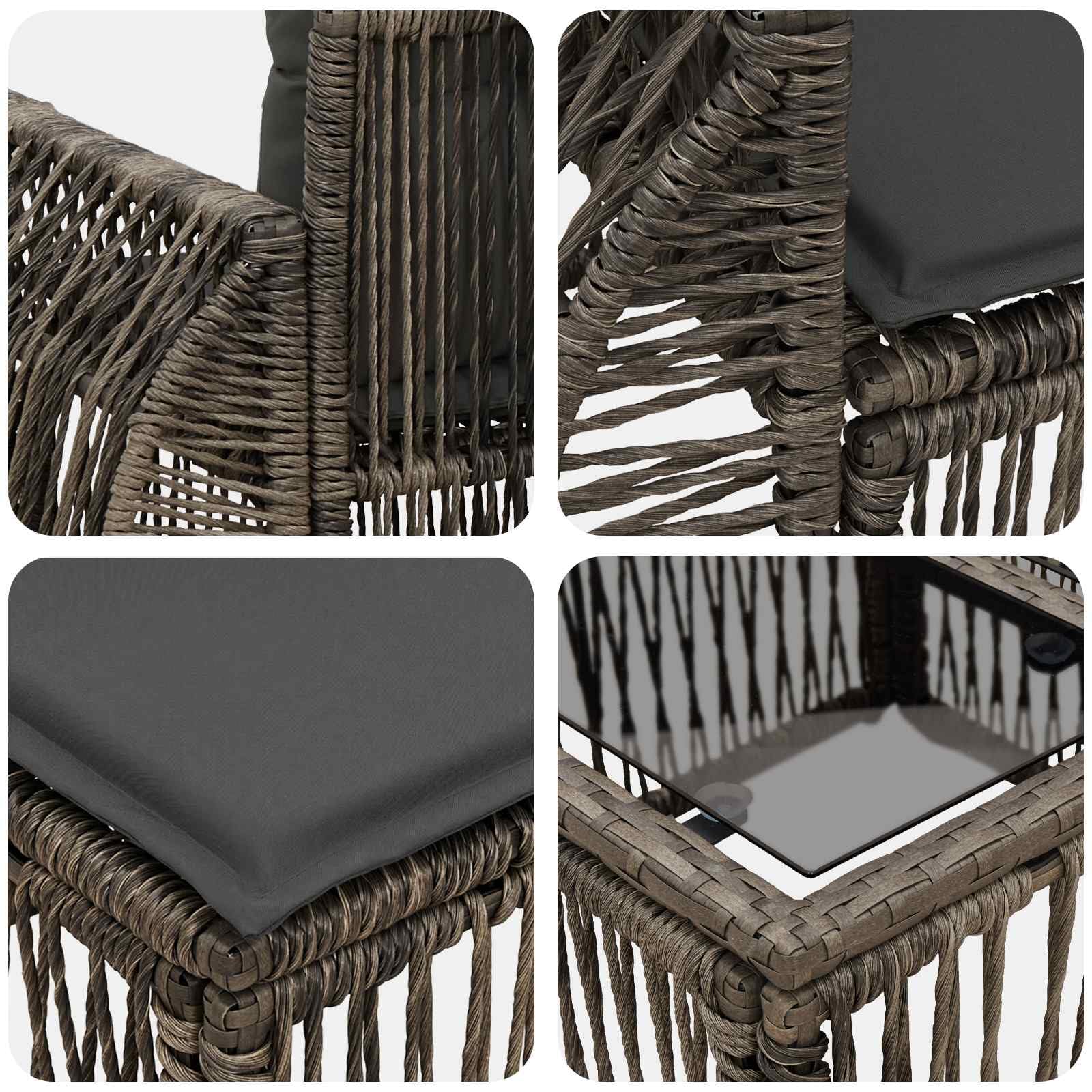 Set di divani da giardino in polyrattan, 11 pezzi, grigio | Gruppo divano modulare per terrazza ed esterno con robusto telaio in acciaio e rivestimenti lavabili.