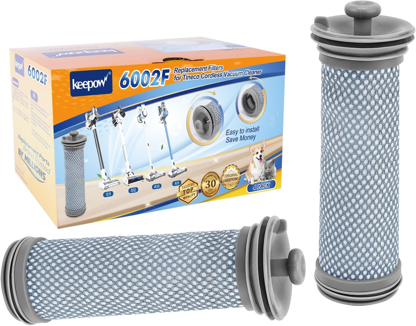 A10 Vacuum Filter Replacement Compatible with Tineco A10 A11 Hero A10/A11 Master PURE ONE S11 Series, S12, X Cordless Vacuum Cleaner (2 PACK)