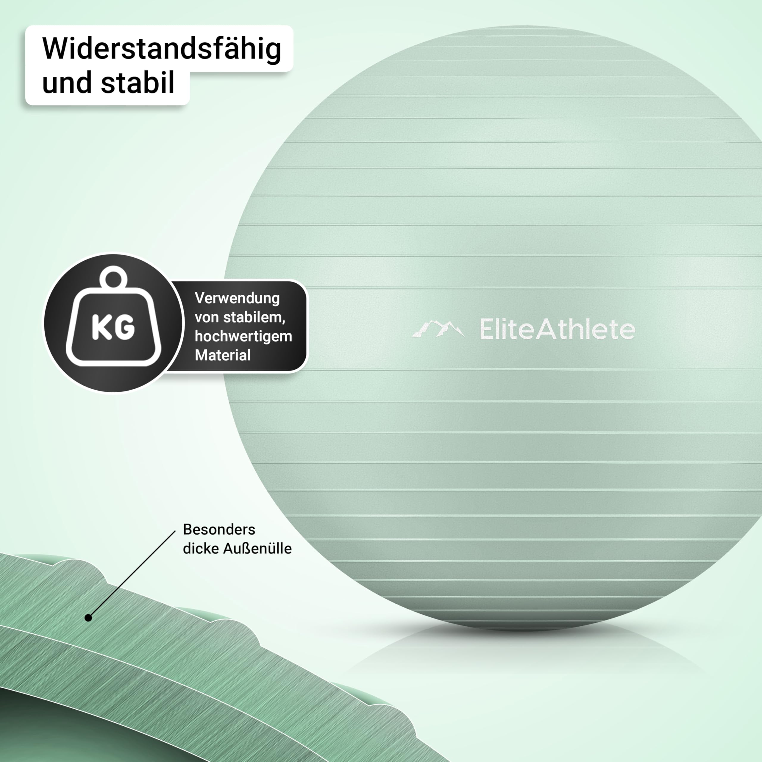 EliteAthlete Gymnastikball Sitzball Büro ergonomisch mit Anti Burst System - Fitness Pilates Schwangerschaft - Schwangerschaftsball Fitnessball Yogaball - Yoga Ball inkl. Luftpumpe