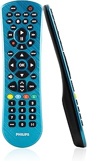 Philips Universal Remote Control for Samsung, Vizio, LG, Sony, Sharp, Roku, Apple TV, RCA, Panasonic, Smart TVs, Streaming Players, Blu-ray, DVD, Simple Setup, 6 Device, Blue, SRP6249B/27