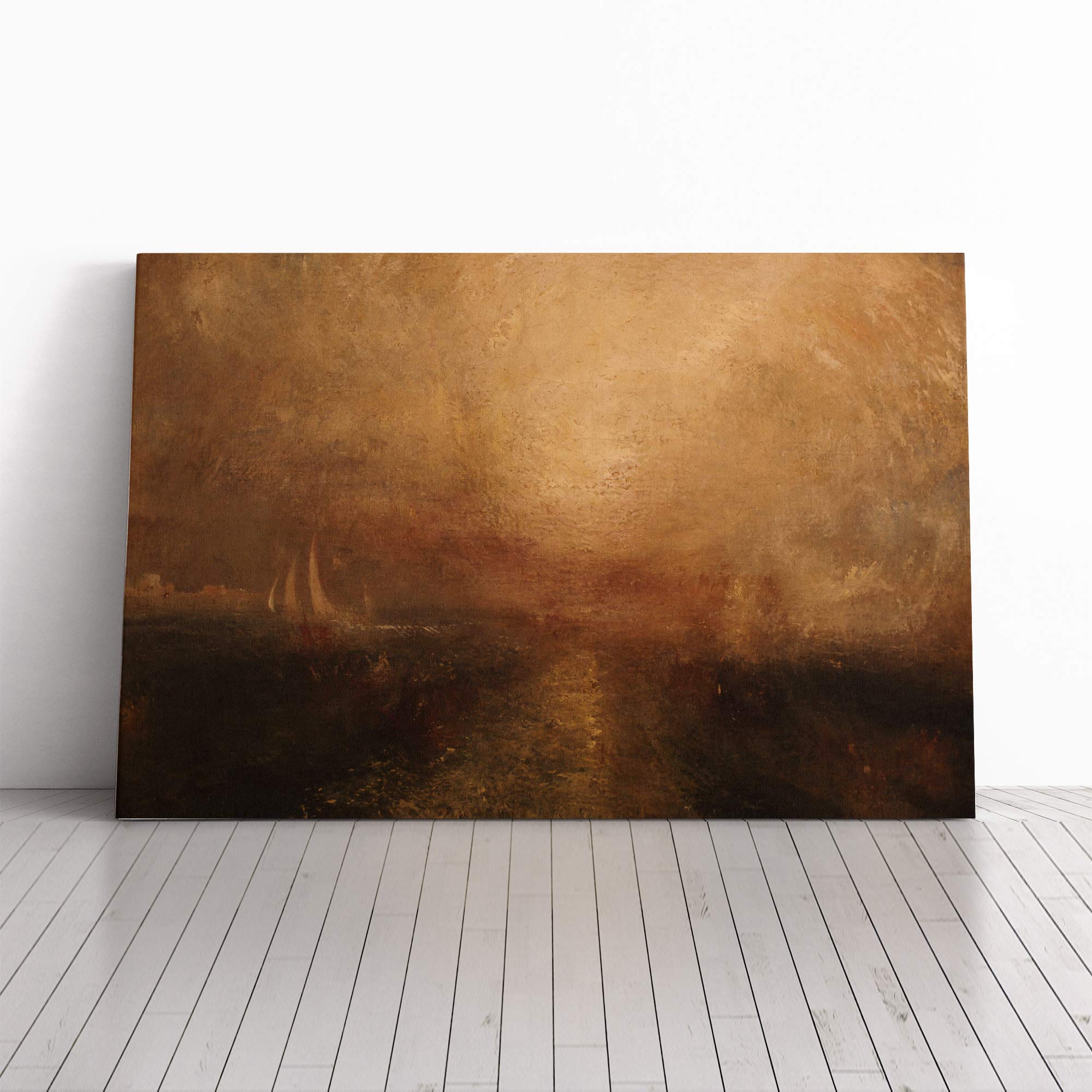 Joseph William Turner Yacht Approcahing The Coast Canvas Print | Gallery Wrapped 30mm Frame Wall Art | 30x20 inches | Ready to Hang | Contemporary Seascape Picture | Living Room Bedroom Lounge Office