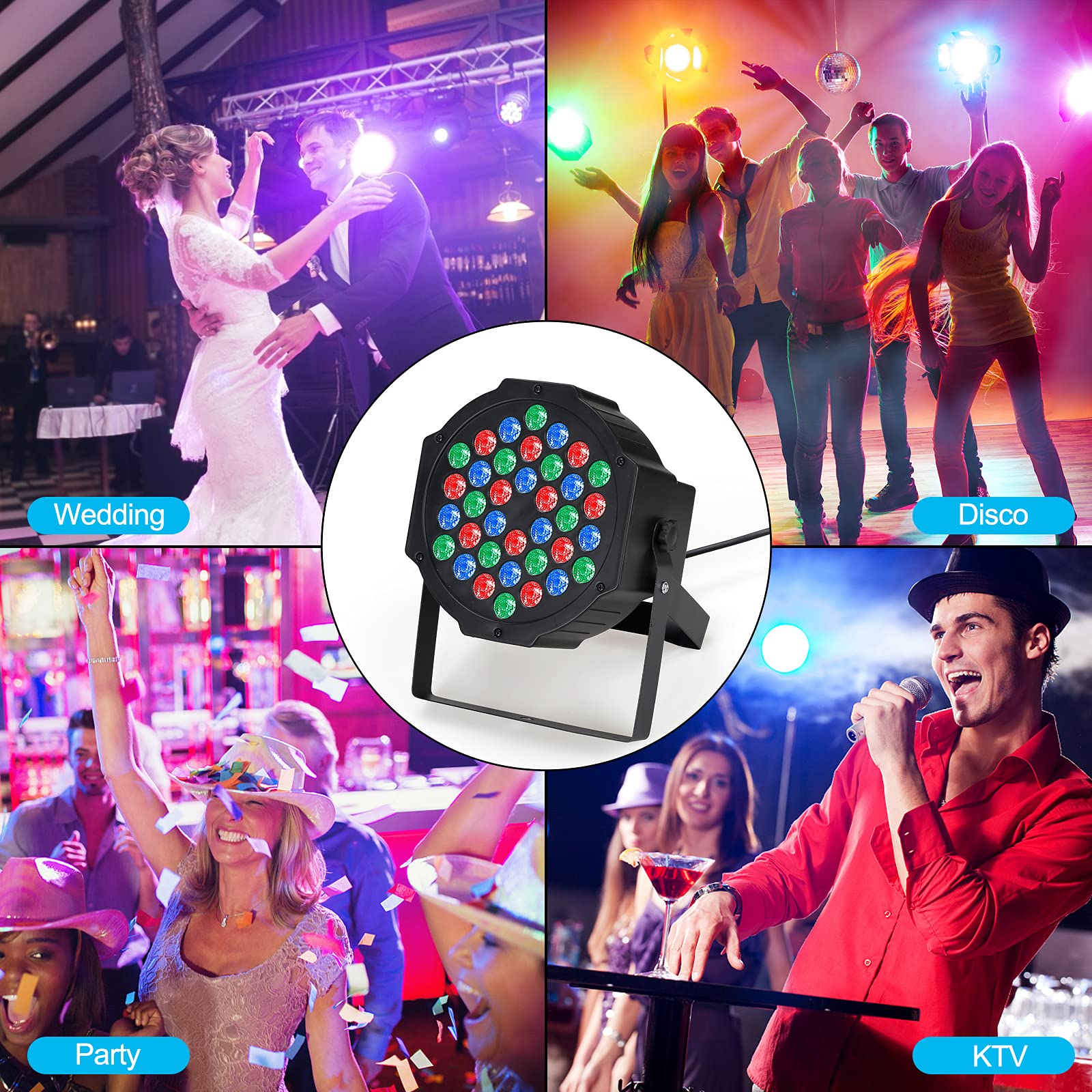 Par Led - RGBW Luci Discoteca Luci da Palco 36W Luci del Palcoscenico LED Fase Della Luce con 5 Modalità di Controllo e Telecomando per Club Bar KTV Show Party Disco DJ Christmas Halloween Matrimonio