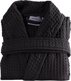 PÜSKÜL Turkish Cotton Lightweight Waffle Robe for Women & Men, Ultra-Breathable Kimono