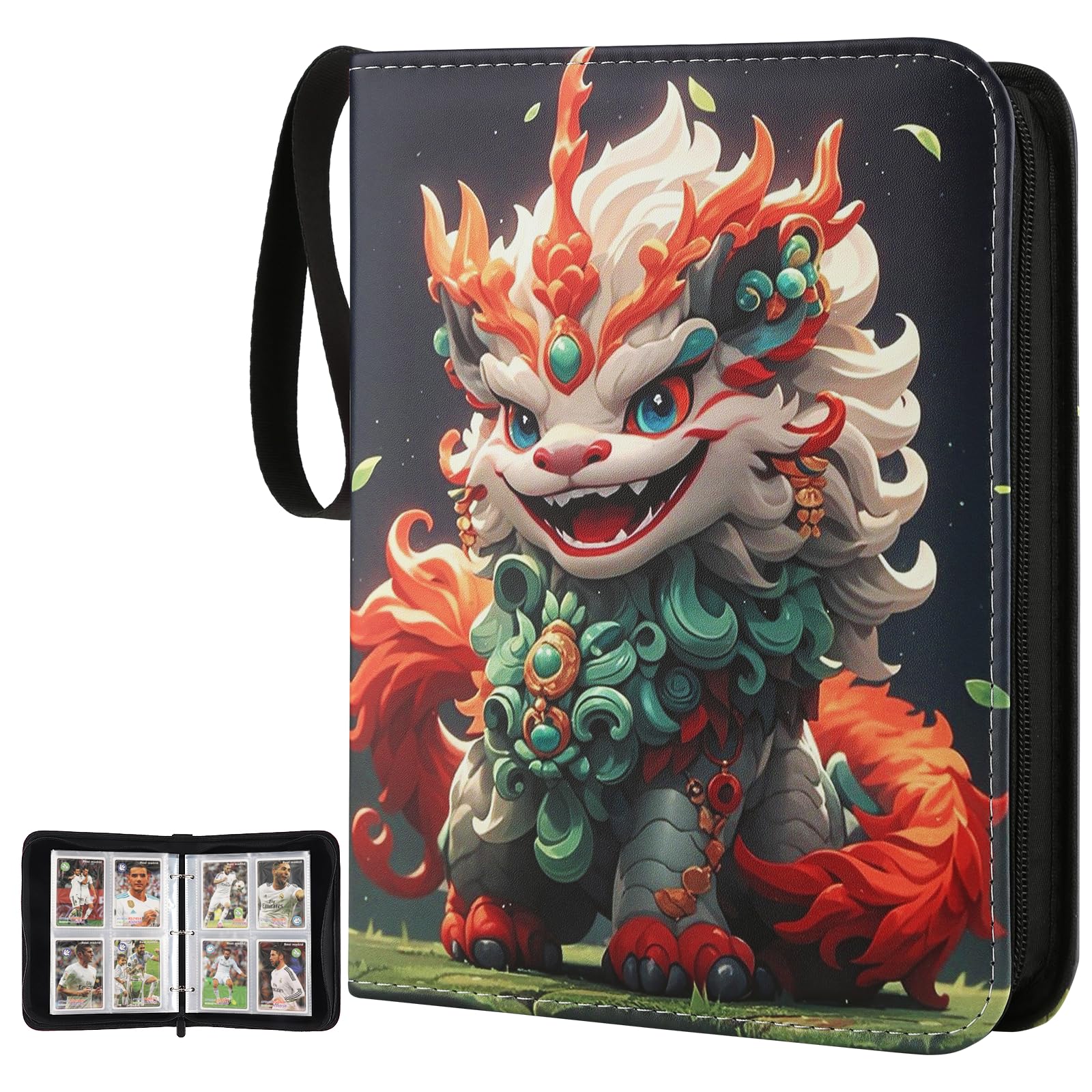 Raccoglitore per carte collezionabili con 4 tasche, 400 tasche, per collezionisti di carte collezionabili sportive, per ragazzi e ragazze, giocattoli, idea regalo, verde