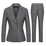Women's 2 Piece Business Suit Pant Set Slim Fit One Button Blazer Jacket Lady Work Suit for Office