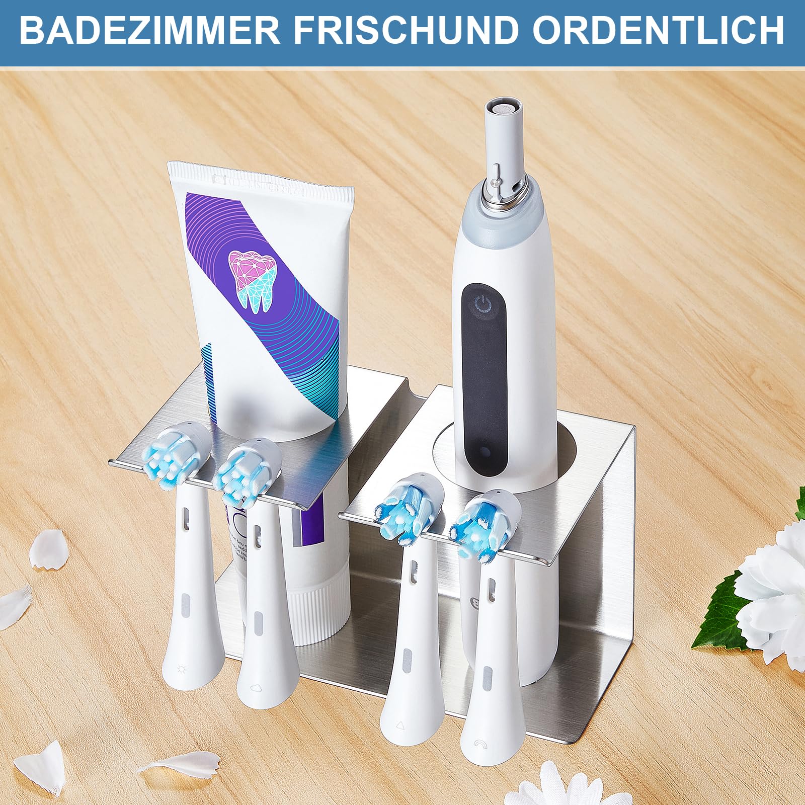 WAYASI Portaspazzolini Da Muro In Acciaio Inox | Per Testine Elettriche E Manuali | 5 Posti - Foto 7