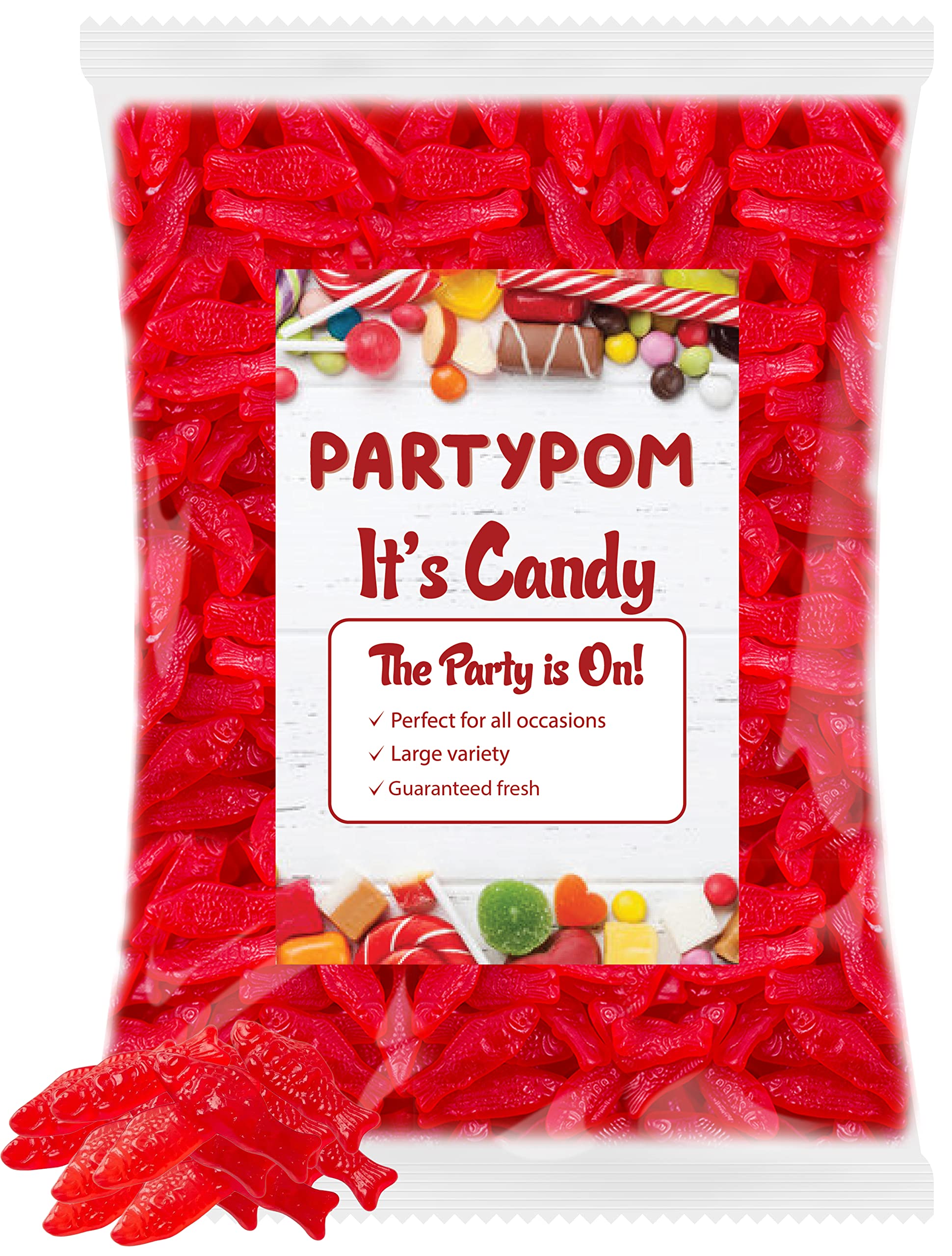 Red Gummy Fish Black Forest Gummy Candy, 5 Lbs Bulk Gummies Mini Red Candy Fish Berry Fruit Flavored, Mighty Minnows Red Gummy Fish Made with Real Fruit Juice, for Pinata Candy and Ice Cream Topper