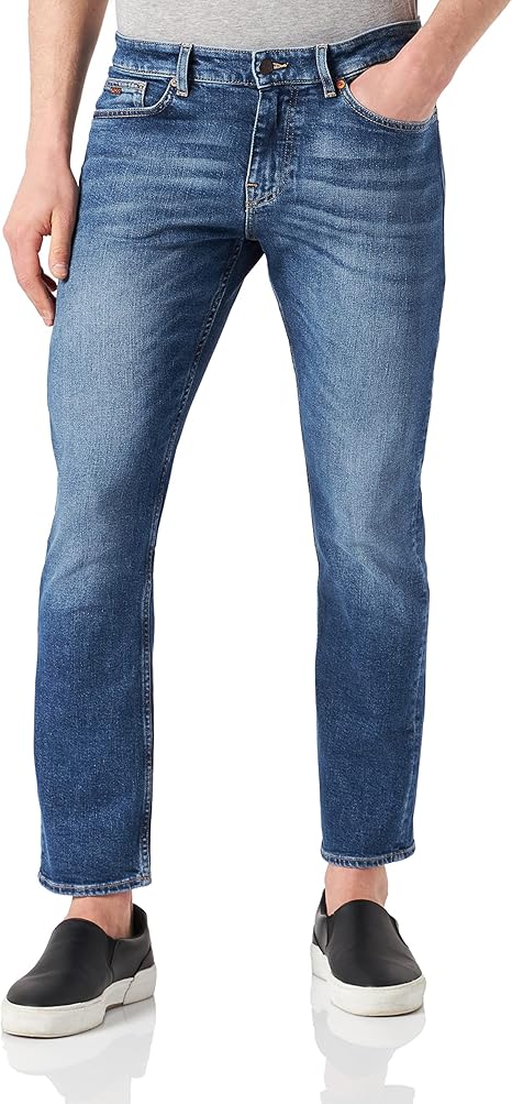 BOSS Mens Delaware BC-L-C Slim-fit Jeans in Dark-Blue Comfort-Stretch ...