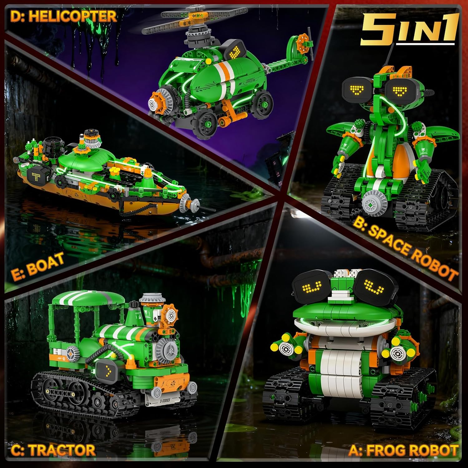 STEM Robot Building Toys for Kids 6-12, 5in1 App & Remote Control STEM Tractor Frog Robot Building Kits, 732PCS DIY Educational Construction Building Block Set for Kid, Erector Set Gift for Boys Girls - Image 2