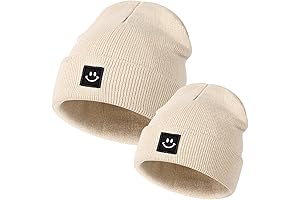 Parent-Child Beanie Hat, Matching Winter Warm Knit Set for Mommy and Baby Boy/Girl