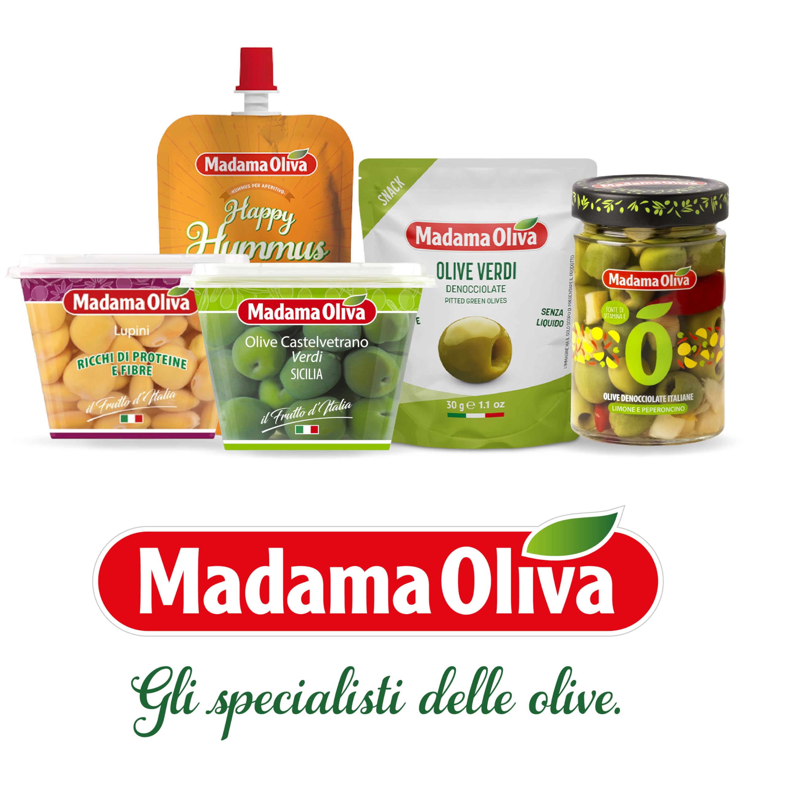 MADAMA OLIVA, Lupini, Ottimo Snack per Aperitivi, Ideale per le Insalate Miste e nelle Minestre, Senza Conservanti Aggiunti, 100% Made in Italy, Box da 20 Buste in Alluminio da 30 gr