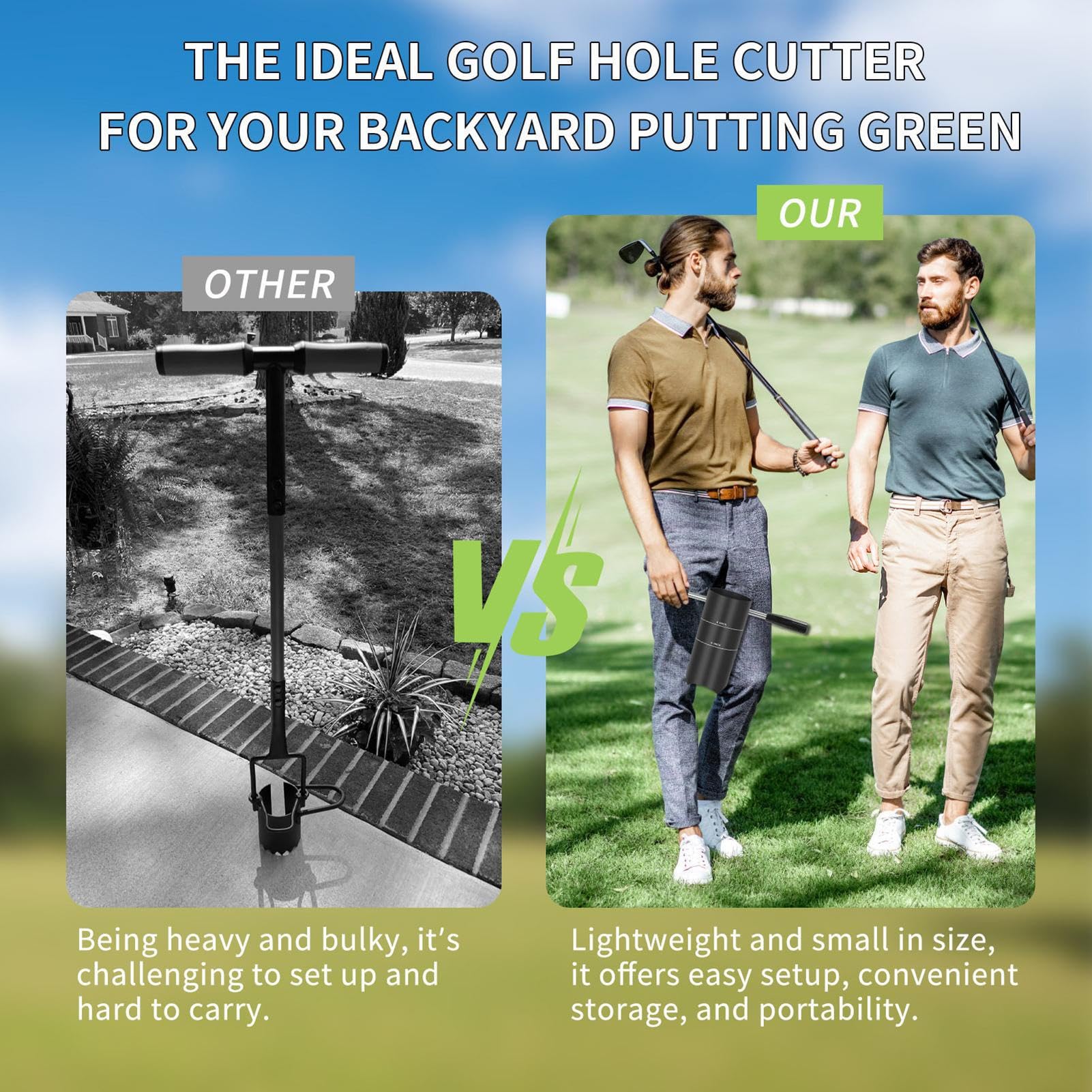 Hoyo De Golf Juego Práctica Cavador Portátil Estándar | Copas De Golf Para Green Con Mango Desmontable Para Juego De Bolas Al Aire Libre En Patio, Césped Y