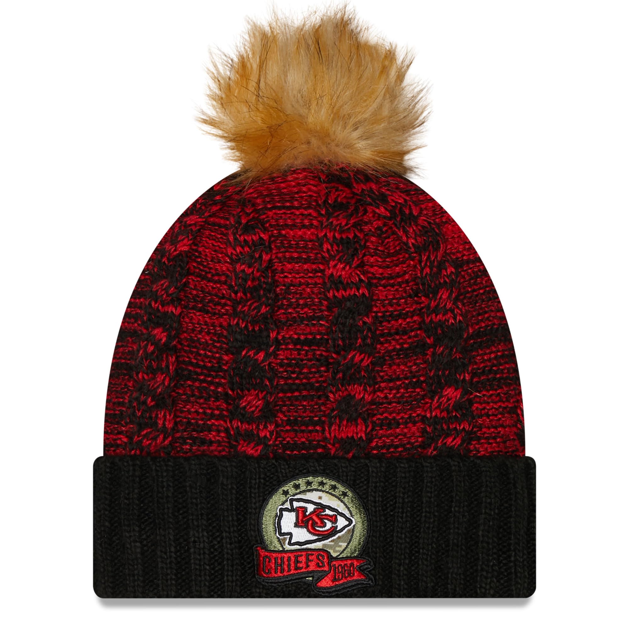 New Era Men's Red - Kansas City Chiefs Salute To Service Nfl 2022Winter Knit Bobble Hat (Red - Kansas City Chiefs)