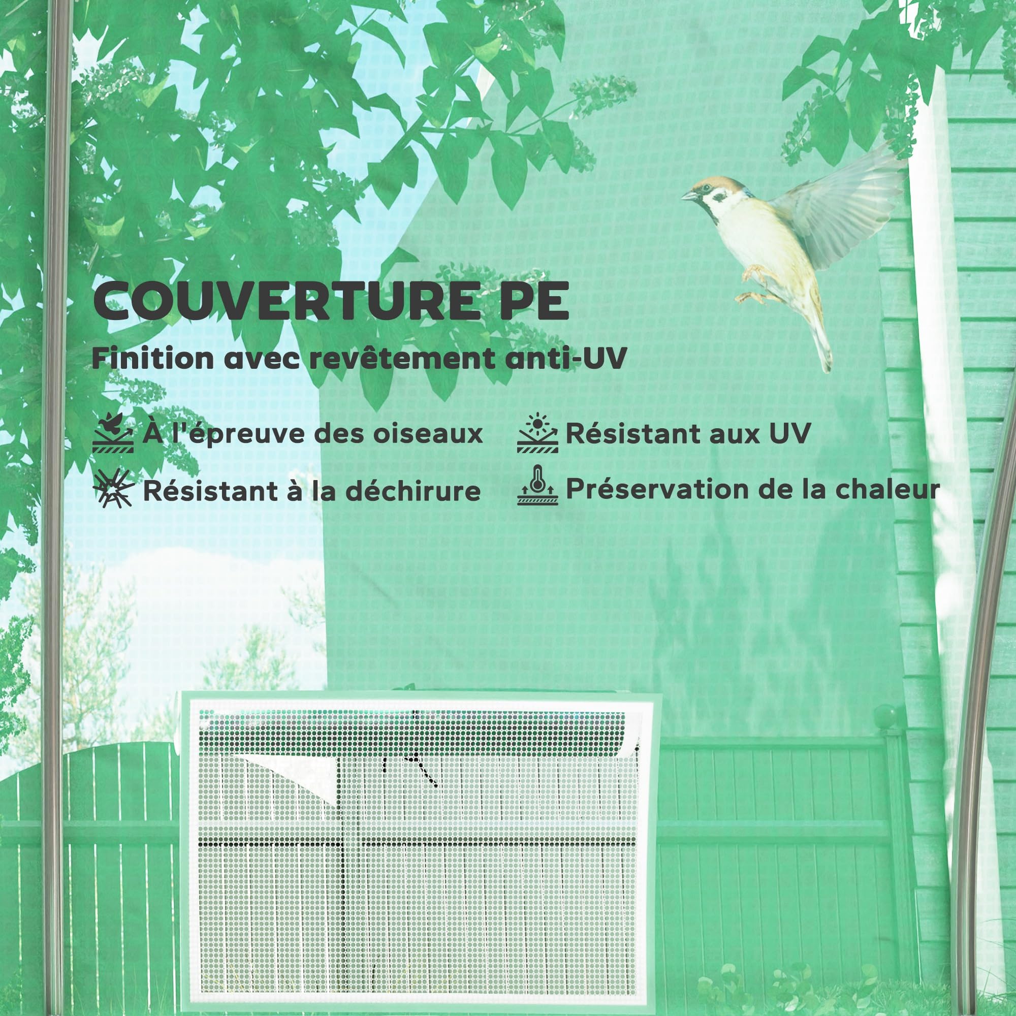 Outsunny Serre de Jardin Tunnel 24m² 8L x 3l x 2H m 16 fenêtres Porte zippée Enroulable châssis Tubulaire Acier galvanisé bâche PE Haute densité Vert