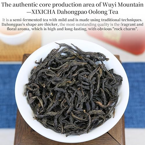 Miniatura 3 de XIXICHA Dahongpao Té Oolong 4.23oz (120g) China Wuyi Mountain Big Red Robe Té Oolong Té Natural Hojas Sueltas Té Fuerte Fragancia Flor Fragancia Té