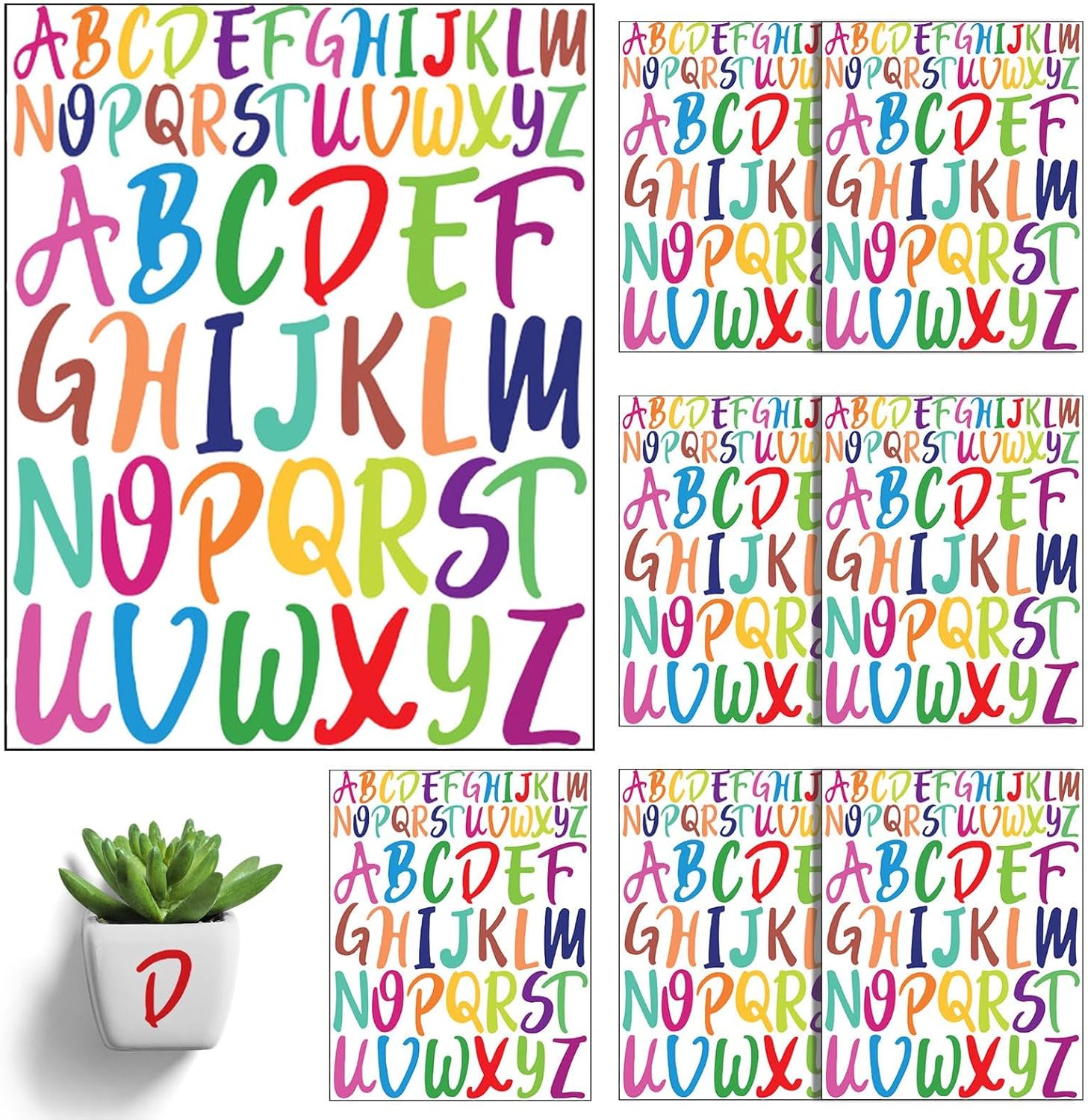 8 Sheets Capital Letter Stickers, 1 Inch/2 Inch Colored Self Adhesive ...