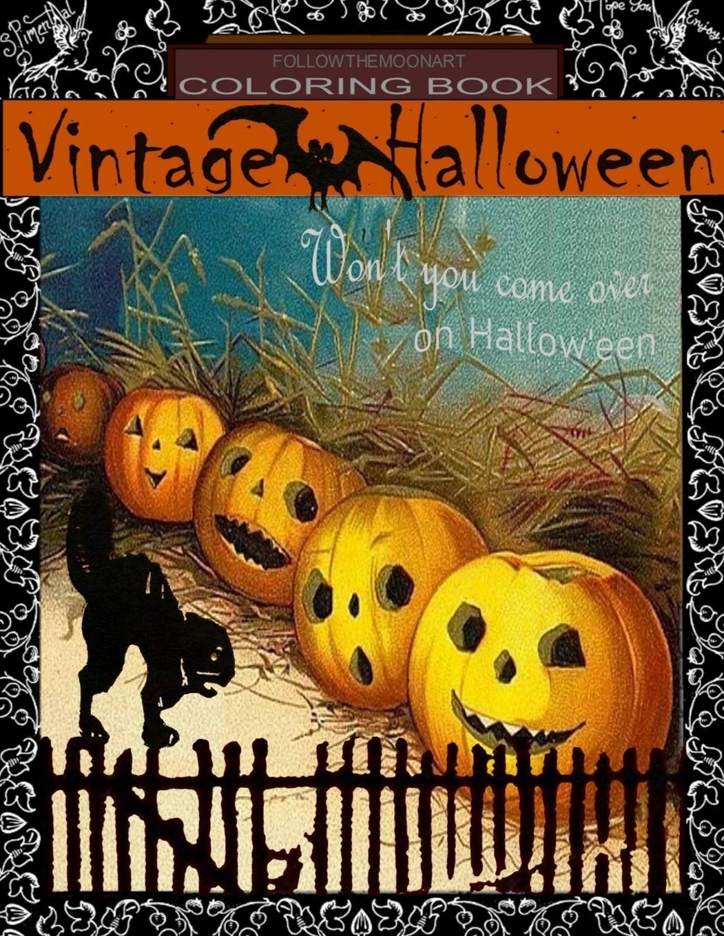 Vintage Halloween Coloring Book Won't you come over on