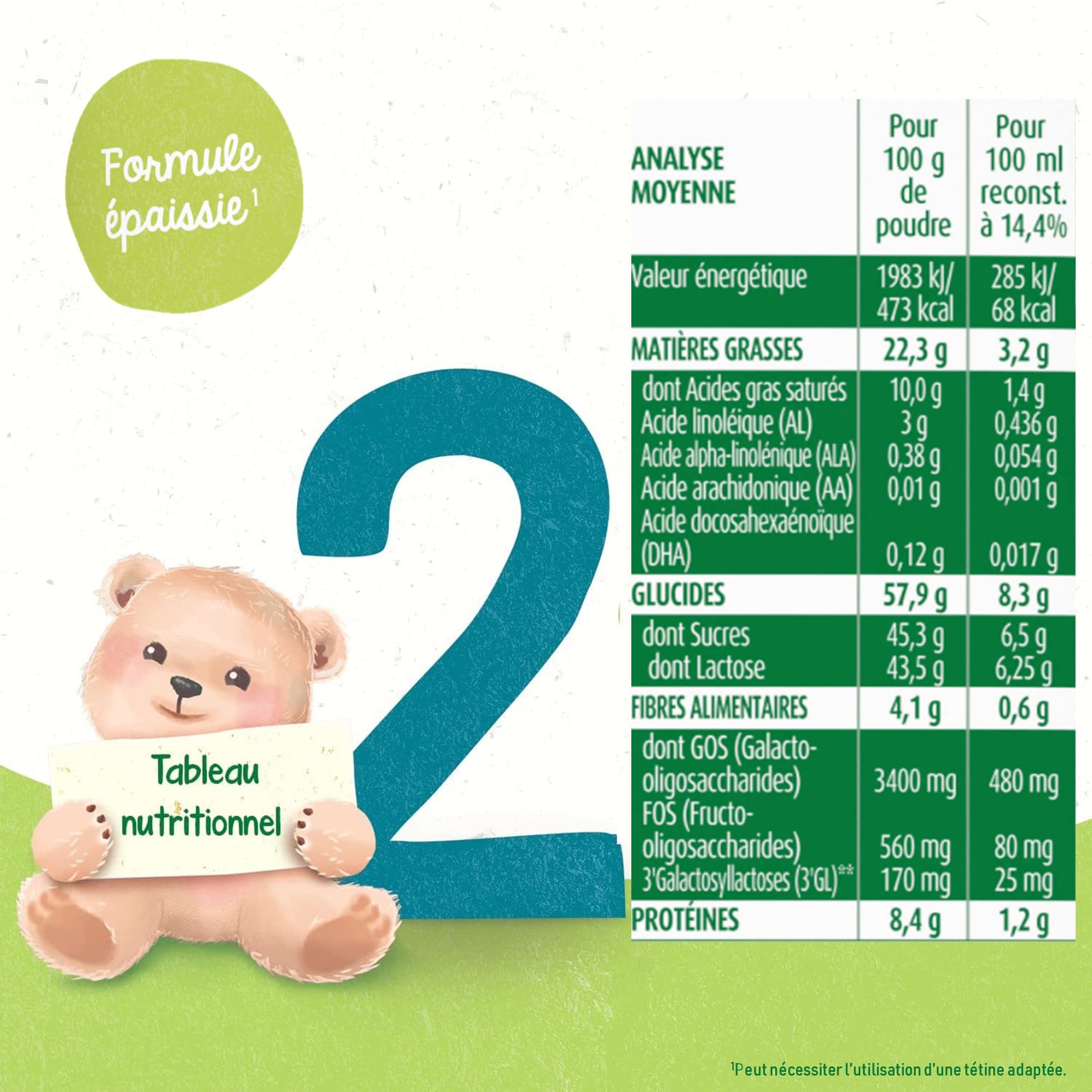 Blédina Blédilait Blédigest 2, Lait en Poudre pour Bébé, 6 à 12 Mois, Formule Epaissie, 820g (Boîtex3)