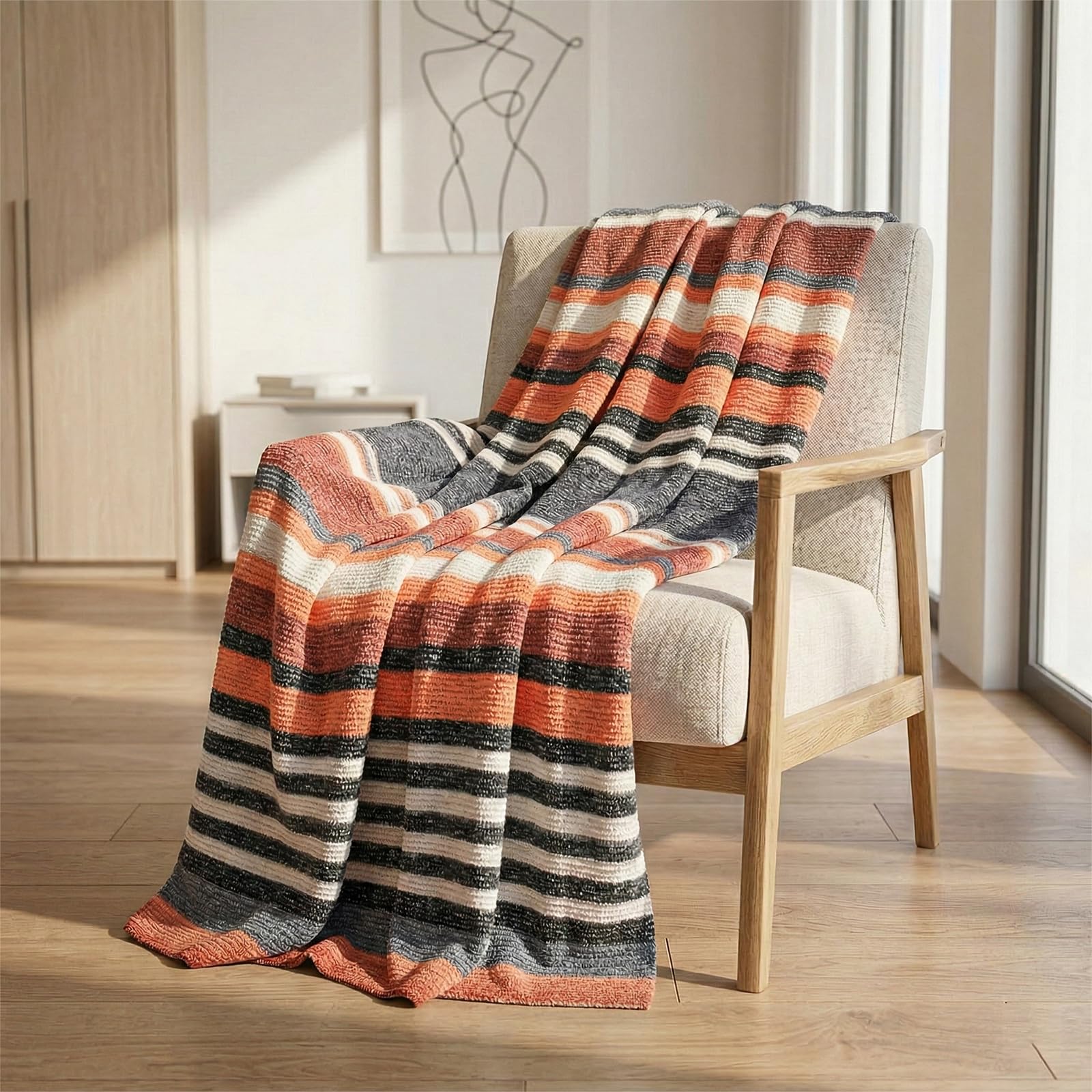 B&B Evium Rich cotton Throw Blanket, Luxury Breathable Large Throws for Sofas Settee Couch Reversible Bed Cover Over Bedspread (Double (150 x 200 cm)