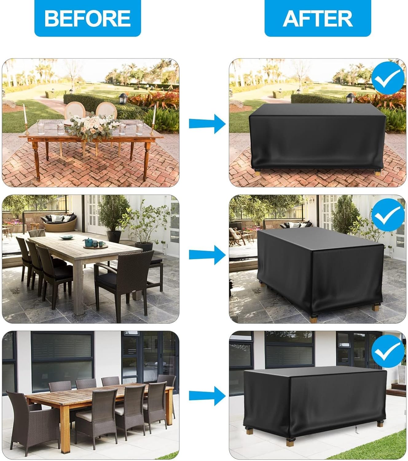 Patio Furniture Covers Waterproof 54x33x20inch/138x85x50cm Outdoor Furniture Covers Rip-Proof for Patio Furniture Set Table and Chairs, Windproof and Fade Resistant Outdoor Sectional Cover